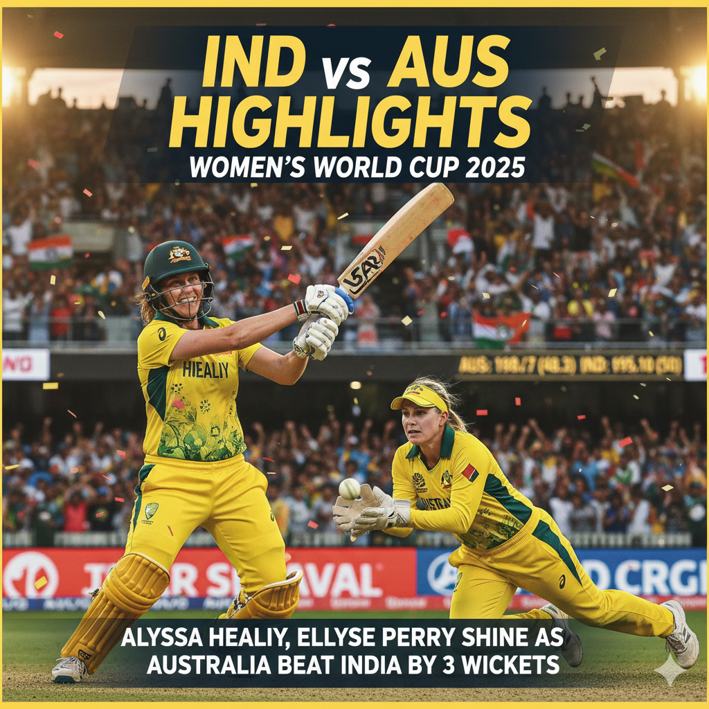 IND vs AUS Women’s World Cup 2025 Highlights: Alyssa Healy and Ellyse Perry Power Australia to Thrilling 3-Wicket Win Over India Gemini Generated Image 4gcewh4gcewh4gce
